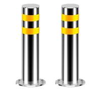 Safety Parking Bollard, Round Removable Traffic Delineator Post, Warning Column with Reflective Strips, Metal Traffic Warning Pile for Driveways and Sidewalks