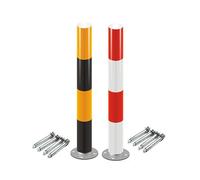 Safety Parking Bollards for Driveway, 1&2 Pack 29.5" Reflective Steel Security Posts, Heavy Duty Barrier for Home Garage, Warehouse(Yellow and black,2pcs)