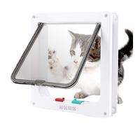 Safety Pet Sliding Door with 4 Way Lock, Cat Flap Cover,Weatherproof & Security Pet Door for Interior Exterior Door Window Wall Two-Way Entry and Exit Cat Door Dog Flap (White,L)
