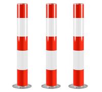 Safety Pillar， 29.5", Heavy Duty Driveway Barrier Parking Post, Traffic Bollard for Commercial & Private Use,Red-White(3pcs)