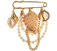 Safety Pin Brooch Pin Broach Badge Brooch Lapel Pin Diamond Letter D Chain Brooch Tassel Conch Large Pin Men's and Women's Suit Corsage Accessories,Gold