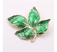 Safety Pin Brooch Pin Broach Badge Brooch Lapel Pin European And American Retro Vintage Enamel, Drip-Glazed Four-Leaf Clover Fern, Maple Leaf Male And Female Collar Brooch,Four Green Leaf Brooch
