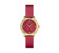 Safety Pin Leather Strap Watch - female - Versace - Watches - Red - ONE SIZE - Accessories ONE SIZE