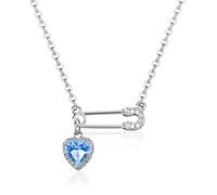Safety Pin Necklace With Colorful Heart Charm Silver Plated Choker Necklace for Women Girls, Adjustable Paperclip Necklace, Crystal Heart Necklace Dainty Love Heart Necklace Women Birthday Gift