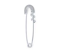 Safety Pin Symbol Of Support For displaced people Cubic Zirconia Accent Sterling Silver Add Charms 1.2 Inch