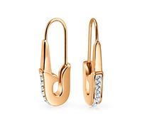 Safety Pin Symbol Support For displaced people Threader Earrings Crystal Accent Silver Tone Surgical Steel Add Charms