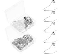 Safety Pins Stainless Steel Silver Curved for 200pcs Sewing Crafts