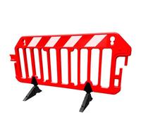 Safety Plastic Barrier - Red | 2 Meter Mobile Barricade with Heavy Rubber Base | Reflective Crowd Control Barrier Fence Ideal for Construction Warning, Traffic Safety, Pedestrian Control (1)