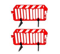 Safety Plastic Barrier - Red | 2 Meter Mobile Barricade with Heavy Rubber Base | Reflective Crowd Control Barrier Fence Ideal for Construction Warning, Traffic Safety, Pedestrian Control (2)