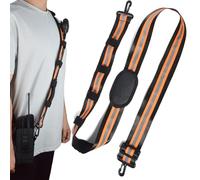 Safety Reflective Adjustable Radio Bag Shoulder Strap with Mic Cable Clip - Heavy-Duty Nylon, Orange & Silver Stripes for Two-Way Radio Pouches (Orange)