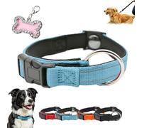 Safety Reflective Dog Collar, Adjustable for Comfort and Secure Fit, Breathable and Reflective Design, For Most Dogs (Blue)