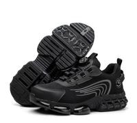 Safety Shoes for Men Steel Toe Cap Trainers Womens Lightweight NO Laces Breathable Swivel Pull Tight Buckle Sneakers UK 5-11 (Black TW-80, UK Footwear Size System, Adult, Men, Numeric, Medium, 7)