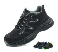 Safety Shoes Men Womens Steel Toe Trainers Work Shoes, Black, 7UK