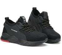 Safety Shoes Mens Safety Trainers Womens Steel Toe Cap Trainers Work Boots Breathable Lightweight Industrial Sneakers (Black/RED 8186, UK Footwear Size System, Adult, Men, Numeric, Medium, 10)