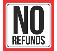 Safety Sign 12x12 inches No Refunds Print No Black White Red Cashier Window Notice Shop Restaurant Business Sign Funny Novelty Diamond Metal Warning Signs Aluminum for House Wall Tin Sign 12"x12"