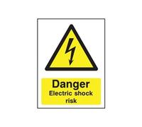 Safety Sign Danger Electric Shock Risk in PVC, 210mm x 148mm