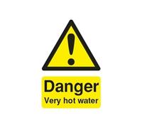 Safety Sign Danger Very Hot Water 75x50mm PVC