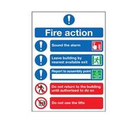 Safety Sign Fire Action Symbols A4 Self Adhesive