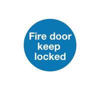 Safety Sign Fire Door Keep Locked 100x100mm Self-Adhesive (Pack of 5) KM72A/S