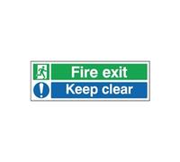 Safety Sign Fire Exit Keep Clear 150x450mm Self-Adhesive