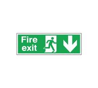 Safety Sign Fire Exit Running Man Arrow Down 150x450mm Self-Adhesive E100A/S