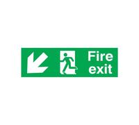 Safety Sign Fire Exit Running Man Arrow Down/Left 150x450mm PVC FX04011R