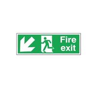 Safety Sign Fire Exit Running Man Arrow Down/Left Self-Adhesive