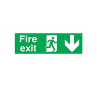 Safety Sign Fire Exit Running Man Arrow Down PVC 150x450mm FX04211R