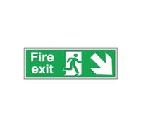 Safety Sign Fire Exit Running Man Arrow Down/Right 150x450mm - E99S/S