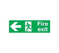 SIGNSLAB FX04311R Safety Sign "Fire Exit Running Man Arrow - Left", PVC, 150 mm x 450 mm