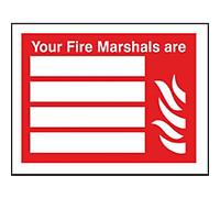 Seco Your Fire Marshals are & Fire Sign, 200mm x 150mm - Self Adhesive Vinyl