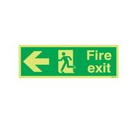 SIGNSLAB FX04311M Safety Sign "Niteglo Fire Exit Running Man Arrow - Left", PVC, 150 mm x 450 mm