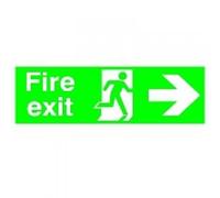 Safety Sign Niteglo Fire Exit Running Man Arrow Right 150x450mm PVC FX04411M