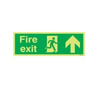 Safety Sign Niteglo Fire Exit Running Man Arrow Up 150x450mm PVC