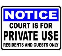Safety Sign Notice Danger Warning 8x12 Tin Sign Decor Notice Court is Private Sign Residents & Guests Only