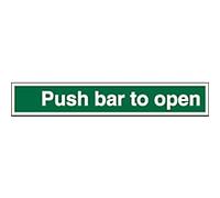 Safety Sign Push Bar To Open Adhesive Plastic 5 x 30 cm