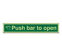 Safety Sign Push Bar To Open Adhesive Vinyl 5 x 30 cm