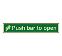 Safety Sign Push Bar To Open with Right Arrow Adhesive Plastic 5 x 30 cm