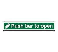 Seco Push Bar to Open - Arrow Pointing Right Sign, 600mm x 100mm - Photoluminescent Self Adhesive Vinyl
