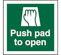 Safety Sign Push Pad To Open Adhesive Plastic 10 x 10 cm