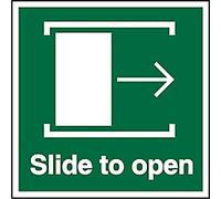 Safety Sign Slide To Open with Right Arrow Adhesive Vinyl 10 x 10 cm