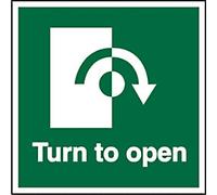 Safety Sign Turn To Open Clockwise Adhesive Plastic 15 x 15 cm