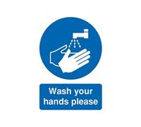 Safety Sign Wash Your Hands Please A5 Self-Adhesive