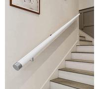 Safety Stair Railing for Indoor/Outdoor Use, Anti-Slip Wooden Banister Kit for Elderly & Children, Complete 1m/2m/4m with Fittings & End Caps, White Finish