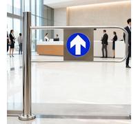 Safety Swing Gate - Spring-Loaded Metal Barricade with Automatic Closing - Stainless Steel Entrance Device for Warehouse and Industrial Use