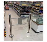 Safety Swing Gate with Post Mount, Spring-Loaded Automatic Closure, 90° Opening One-Way Door for Library & Supermarket Employee Access, 22"x39" Left Side