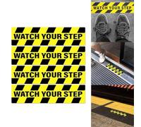 Safety Tape for Stairs 4pcs High Visibility Caution Sign | Bold black yellow stripes, watch your step text, clear visual , low light visible, workplace safety