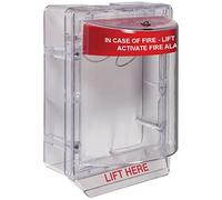 Safety Technology International Stopper II, STI-1230, Large Polycarbonate Call Point Pull Station Protector Cover, Spacer, Surface Mount, Fire Red Hood