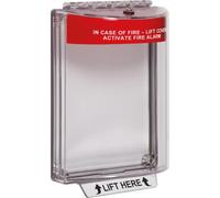 Safety Technology International Universal Stopper, STI-13020FR, Alarmed Polycarbonate Call Point Cover, MCP Protector, Fire Alarm Cover, Flush Mount, Fire Red Hood Sounder
