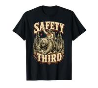 Safety Third Funny Cowboy Riding Bear Sarcastic Safety T-Shirt